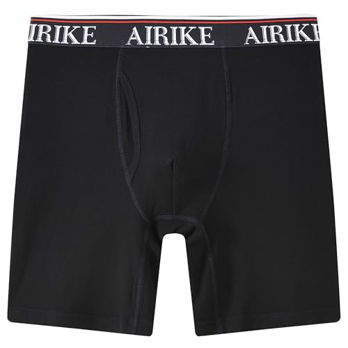 AIRIKE Boxer Briefs Men Pack Long Leg Soft Black Underwear Big Size and Tall Underpants