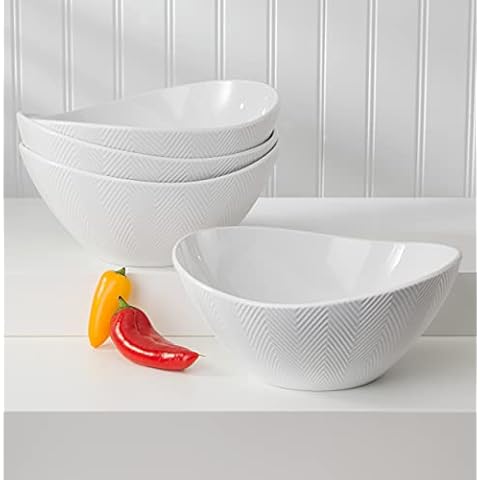 Euro Ceramica Highlands Collection Semi Oval Salad Bowls Set Cover