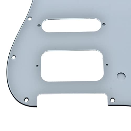 Image of Dopro 11-Hole Strat HSS Guitar Pickguard 2-Screw Humbucking Pickup Mount Fits American Fender Stratocaster White 3 Ply