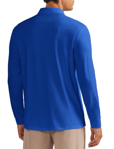 PINSPARK Mens Moisture Wicking Collared Shirts Long Sleeve Golf Polo Shirts — view 2