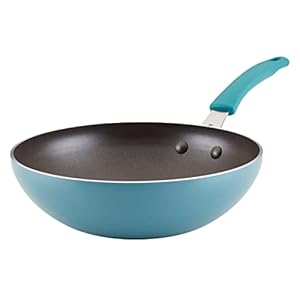 Rachael Ray Cook + Create Nonstick Stir Fry Pan/Wok, 10.5 Inch, Agave Blue