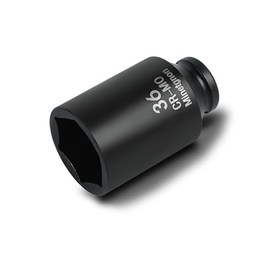 36mm Socket Deep 1/2 Drive Impact Socket 6 Point CR-MO Axle Nut Heavy-Duty Socket for Easy Removal & Installation of Wheel Hub & Axle Shaft Nuts