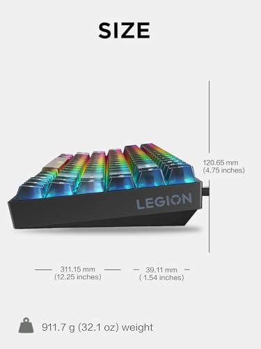 Image of Lenovo Legion K510 Mini Pro Wired Mechanical Gaming Keyboard - 75% Compact Design, RGB Illumination, Hot-Swappable Mechanical Switches, Programable Keys
