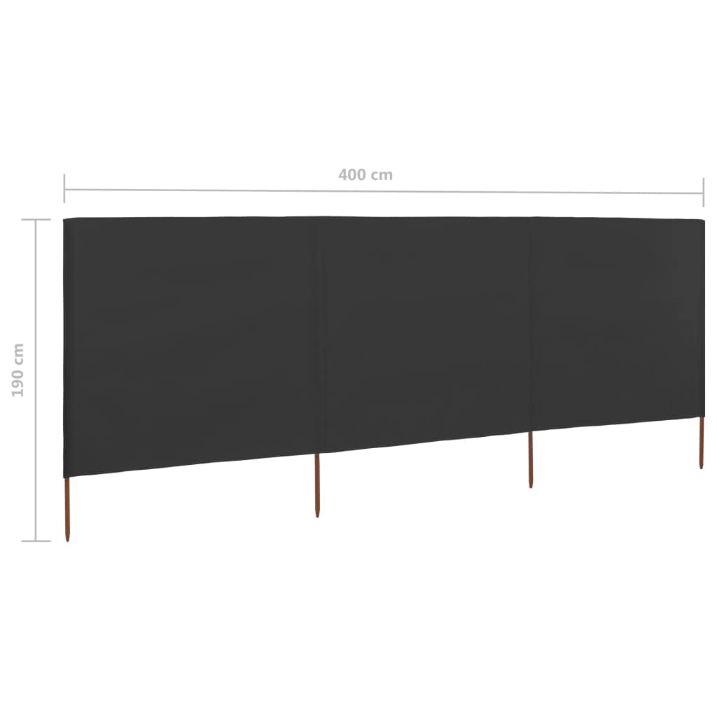 Paravento per giardino, protezione dal vento, 3 pezzi, 400 x 160 cm, colore antracite, adatto per balcone, spiaggia, terrazza