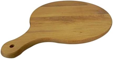 Wooden World - Okrągła Deska Do Pizzy z Uchwytem Okrągła Drewniana Talerz Do Krojenia Krojenia Serwowania Pizzy Drewno lite - 45 cm