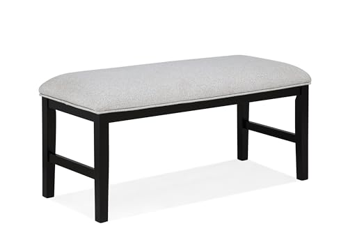HKYYUANQI Light Gray Upholstered Bench with Dark Finish Legs, 1pc Wooden Dining Room Furniture, Soft Neutral Tone for Versatile Home Seating