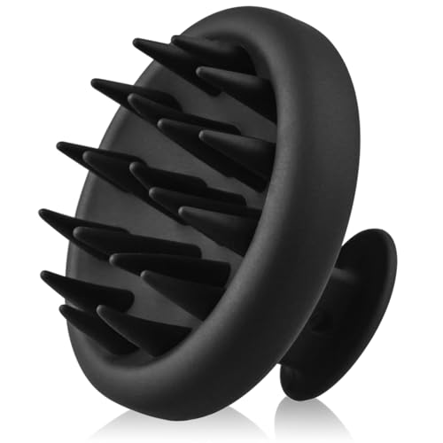 SPACOVE Scalp Massager Hair Growth with Soft Silicone Scalp Scrubber Shampoo Brush for Dandruff Removal Wet and Dry Hair Brush Scalp for Mens and Womens (Black)