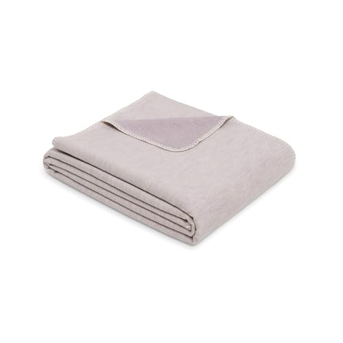 Ibena Lausanne Decke 140x200cm - Bio Baumwolldecke, Made in Germany, kuschelig und weich, Sommerdecke Pastell lila