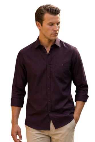 Image of Louis Philippe Men's Slim Fit Signature Oxford Easy Care, Natural Stretch Full Sleeve Solid Casual Shirt, Cotton