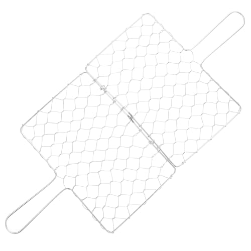 COLLBATH Cesta para Parrilla de Hierro 26X17 CM para Pescado Barbacoa Mango Resistente al Calor Cesta Portátil Multifunción para Picnic y Camping Utensilio para Asar al Aire Libre