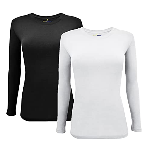 Image of Natural Uniforms Women's Long Sleeve Underscrub T-Shirt - Cotton Blend Scrub Base Layer for Nurses & Medical Professionals