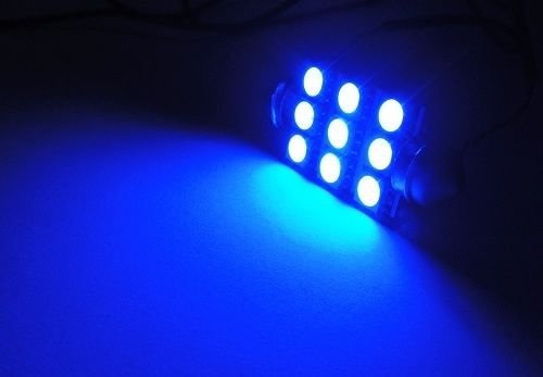 Ledin 2 Pcs 578 Festoon 9 Smd Led Courtesy Light Blue 42Mm 211-2 212-2 #TOP4