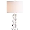 JONATHAN Y 26 Clear Faceted Crystal LED Table Lamp, Glam Modern Contemporary Column Lamp for Bedroom Living Room, White Linen Drum Shade, UL Listed, LED Bulb Included JYL5012A