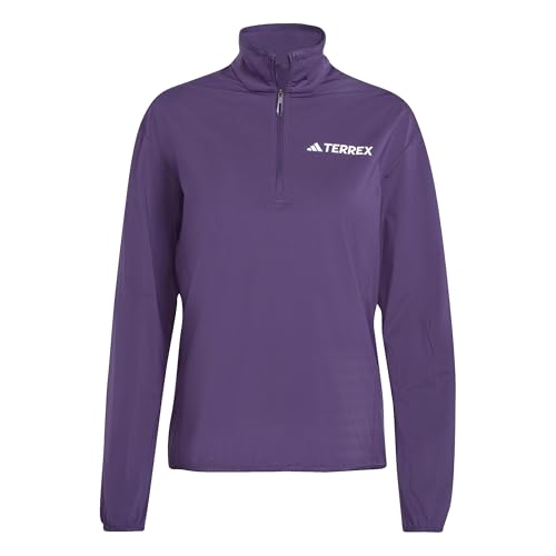 adidas Women's Terrex Multi CLIMAWARM Half Zip Tech Fleece Jacket, aurora plum, M