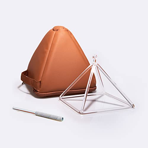TOPFUND Quartz Crystal Singing Pyramid 8 inch with Synthetic Leather Carrying Case and Quartz Suede Mallet