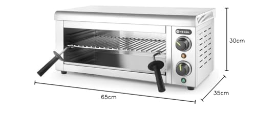 HENDI Salamander zur Wandmontage, Elektrogrill, Elektro-lift, Entspricht IPX4-Norm, Einstellbar von 50°C, 300°C, 4 mögliche Gitterhöhen, 230V, 2000W, 610x310x(H)280mm, Edelstahl