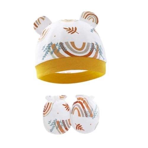Soft Breathable Baby Hat and Mittens Set for Newborns Cotton Comfortable Fetal Caps Gentle Protections for 0-6 Months