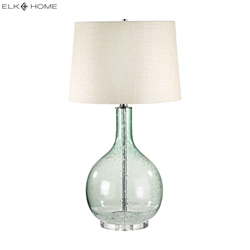 Elk Home Glass Table Lamp - 1-Bulb, Green Glass & Off White Burlap Shade, 16" W x 15" D x 28" H, Room Decor, 230G - Image 7