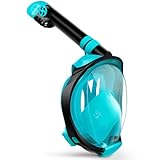Greatever G2 Full Face Snorkel Mask with Latest Dry Top System,Foldable 180 Degree Panoramic View Snorkeling Mask with Camera Mount,Safe Breathing,Anti-Leak&Anti-Fog (Green, X-Small)