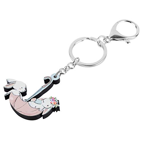 Preisvergleich Produktbild GMTEXTILES Acryl Ostern Regenschirm Hase Kaninchen Hase Schlüsselanhänger Haustier Tier Schlüsselring für Frauen Teenager Tasche Auto Dekoration
