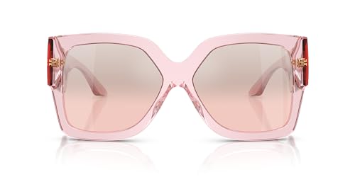 Versace Woman Sunglasses Transparent Pink Frame, Light Pink Mirror Silver Lenses, 59MM3