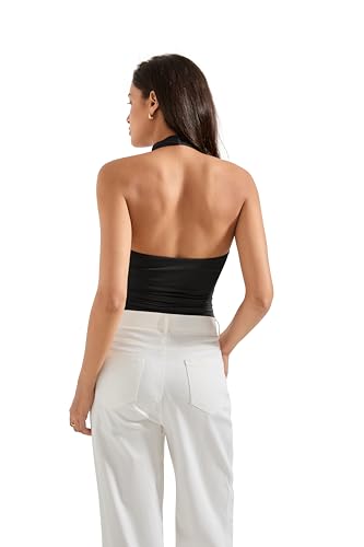 SUUKSESS Women Halter Backless Tank Tops Sexy Cowl Neck Summer Going Out Cami Tops4