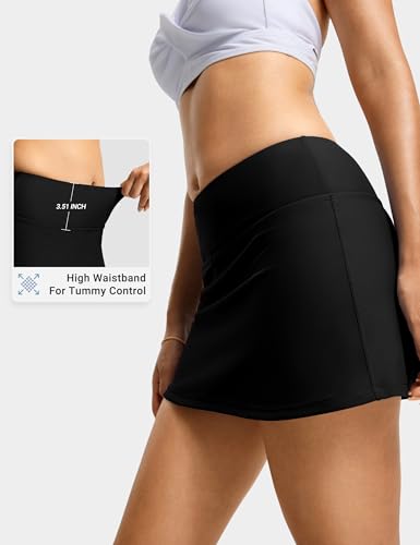 FitsT4 Sports Womens High Waisted 13" Mini Swim Skirts with Pockets Tummy Control Bathing Suit Skirt Bottoms for Women4