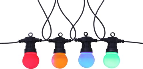 Ghirlanda di luci a LED IP44 4.5 m colori assortiti ideale per decorare feste e spazi esterni.