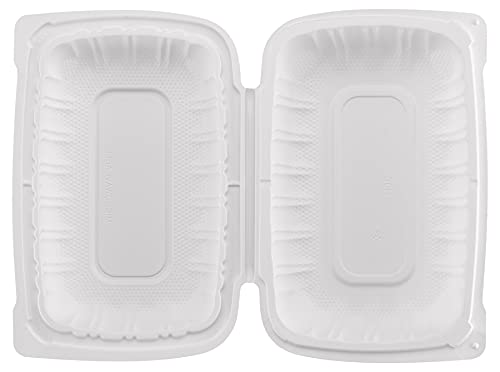TIYA Clamshell Food Containers - White Bulk 200 Pack, 9x6 in - BPA-Free Mineral-Filled To-Go Containers - Reusable, Microwavable, Hinged, Tall Takeout Clamshells - Great for Meal Prep by T TIYA - Image 5