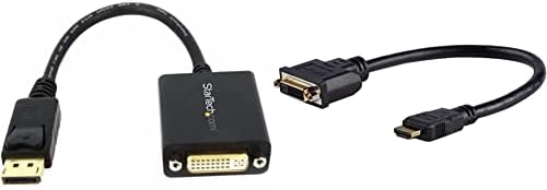StarTech.com DisplayPort to DVI-D Adapter - 1920x1200 - Passive DVI Video Converter with Latching DP Connector (DP2DVI2) & HDMI Male to DVI Female Adapter - 8in - 1080p DVI-D Gender Changer Cable