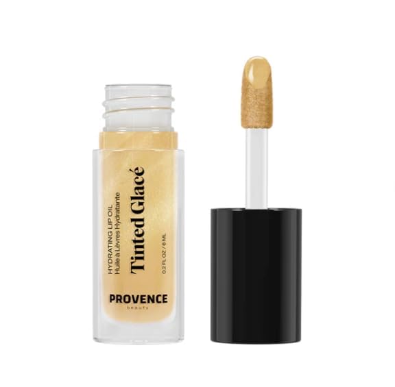 Provence Beauty Poppin’ Champagne Lip Oil – Hydrating Tinted Lip Oil for Women with Vitamin E & Glossy Finish – Moisturizes, Softens & Nourishes Dry Lips – 0.2 fl oz Poppin' Champagne