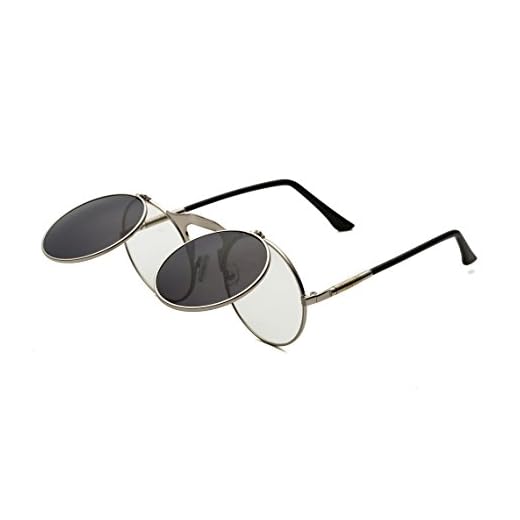 Runda retro solglasögon steampunk solglasögon flip up solglasögon för män kvinnor