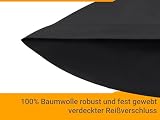 npluseins Renforcé poszewki na poduszkę w dwupaku - 100% bawełna - proste i szlachetne 698.898, 50 x 50 cm, czarne