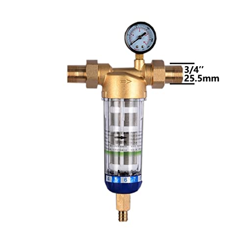 HEALBYBLE Pre Filter Purifier Whole House Spin Down Sediment Water Filter Central Prefilter System Backwash Stainless Steel Mesh Healthy Drinking Filter(DN20-01)