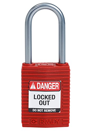 Image of Brady CPT-RED-38AL-KD6PK SafeKey Padlock, Red, 3.0 in H x 1.25 in W x 0.75 in D, Set of 6 Pieces