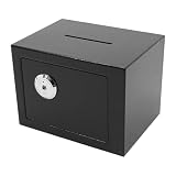 Safe Tresor Klein - Möbeltresor mit Schlüssel Safe Geldschrank 23x17x17cm feuerfest für Schmuck, Bargeld, Wertsachen, Münze (Schwarz)