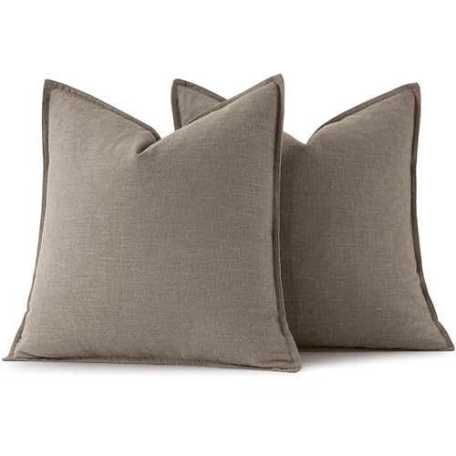 Image of MIULEE Decorative Linen Euro Sham Pillow Covers 24x24 Dune Boho Farmhouse Neutral Couch Throw Pillows for Bed Pack of 2 Accent Modern Pillowcase Sofa Livingroom Home Decor