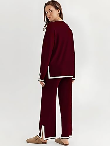 Image of Women's Winter Woolen Sweater with Pajama | Warm Winter Wear Cord Set | Woolen Tracksuit Loungewear Set