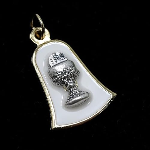 needzo first communion gift set for boys - gold plated tie clip ihs bell medal and brass wall cross 3 items included