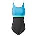 haozaikeji Women One-Piece Swimsuit Athletic Training Swimwear Tummy Control Swimming Costume Color Block Bathing Suits