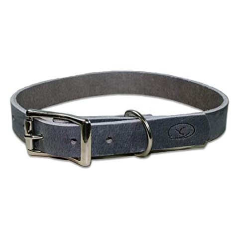 Full Grain Thick Leather Dog Collar (L/XL: 20"-24", Gray) Cover