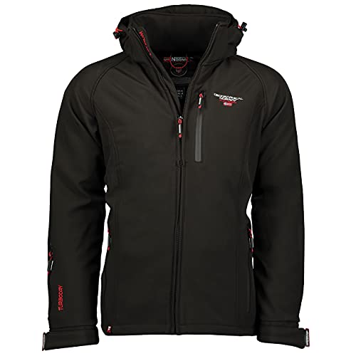 Geographical Norway TABOO MEN - Winterjacke Herren Softshelljacke - OutdoorJacke Funktionsjacke - Funktionsjacke Ubergangsjacke Wasserabweisend - Ideal Für Outdoor Aktivitäten Schwarz XL