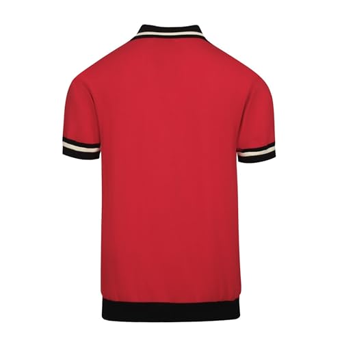 Men's Knit Polo Shirt, Vintage Colorful Geometric Square Cardigan Polo Button Down Short Sleeve Shirt2