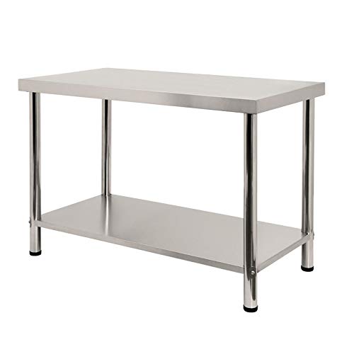 LZQ Tavolo da Lavoro in Acciaio Inossidabile Tavolo da Cucina in Inossidabile Tavolo da Preparazione Gastro Tavolo da Bar per Cucina Ristorante (Senza Alzatina, L X B X H: 120 * 60 * 85 cm)