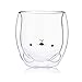 Tasse en verre à double isolation en verre animal mignon, tasse à café, tasse à café, tasse à thé, tasse à lait, meilleur cadeau pour le bureau et l'anniversaire personnel (ours)