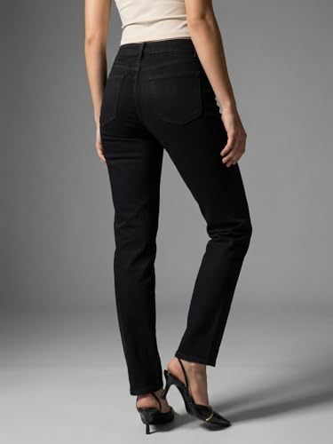 Image of Urbano Fashion Women's High Rise Straight Fit Washed Jeans Non-Stretchable