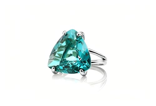 Bague tourmaline bleue argent massif, le cadeau solitaire d'anniversaire mémorable