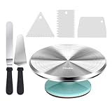 Ohuhu Tortenplatte Drehbar, Aluminiumlegierung Drehteller Torte 30 cm mit 2 Streichpaletten und 3 Teigschaber, Drehbare Tortenplatte für Tortendekoration & Backen, Tolle Geschenkidee