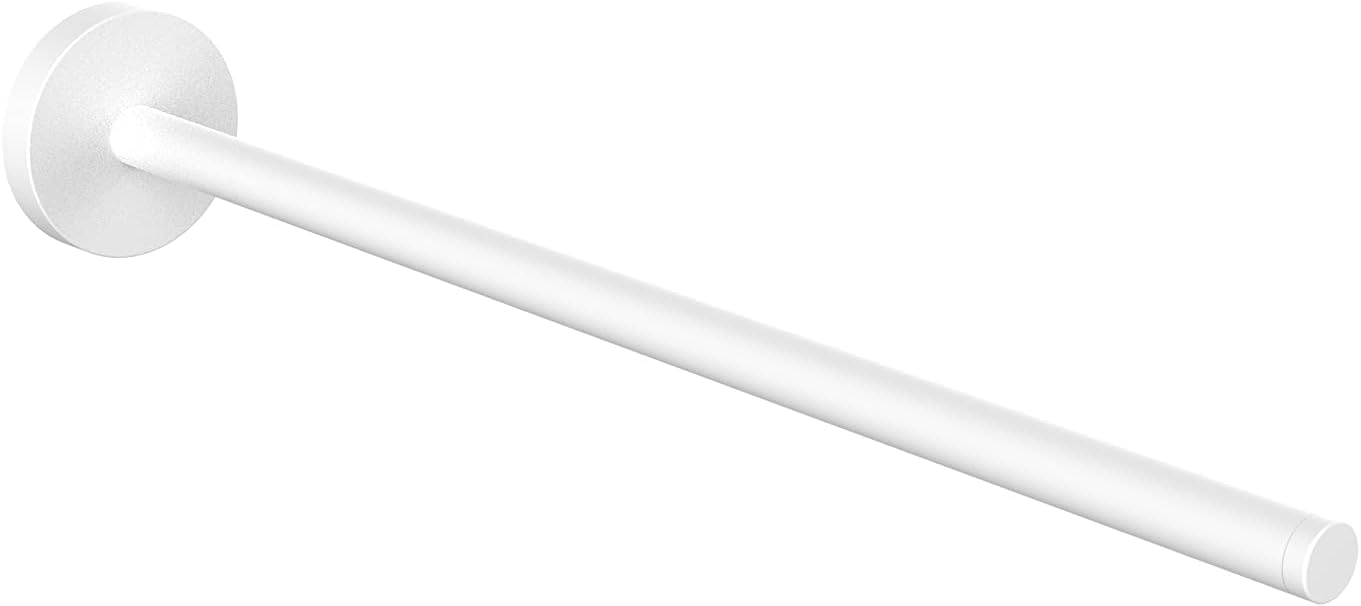 emco Okrągły wieszak na ręczniki, jednoręczny, do montażu na ścianie, bez wiercenia, 30 cm, sztywny wieszak na ręczniki z metalu, uchwyt na ręczniki, biały matowy
