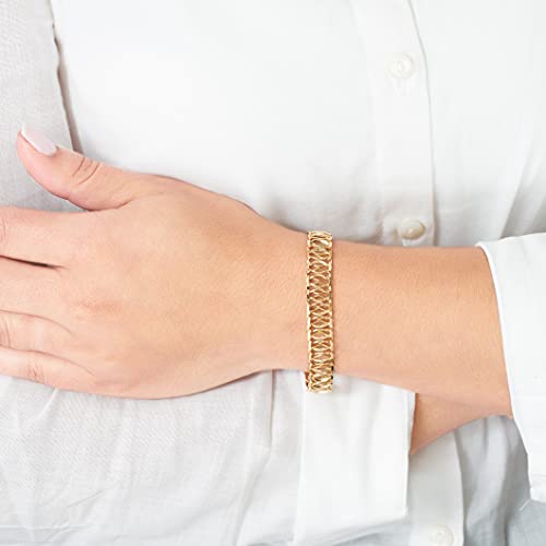 Barzel 18K Gold Plated Mesh Bracelet for Women, 7.5 Inches 9mm wide- Made in Brazil2